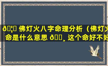 🦋 佛灯火八字命理分析（佛灯火命是什么意思 🌸 这个命好不好）